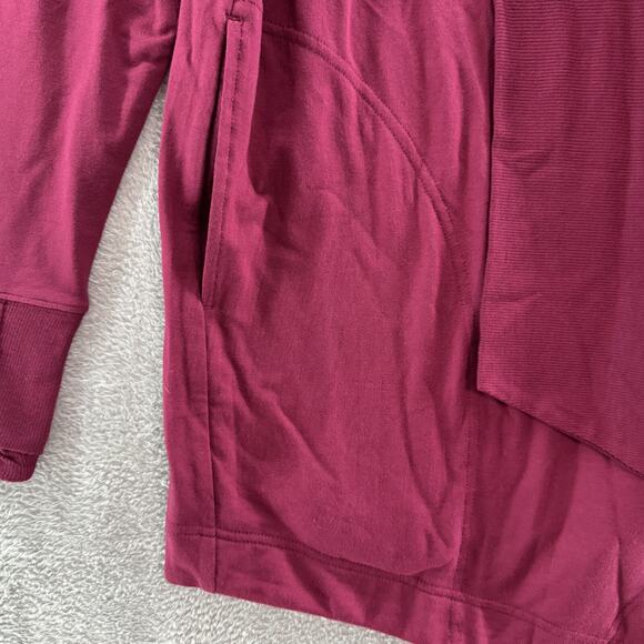 Athleta Cardigan Women M Burgundy Pranayama Restore Wrap Open Front Ultra Soft - Picture 7 of 16